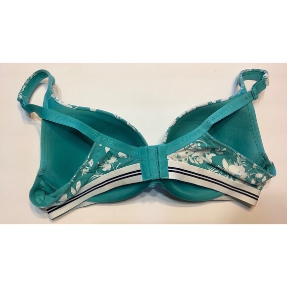 Cacique Boost Plunge Floral Stripes Underwire Bra 42C Plunge Adjustable Straps - Picture 2 of 5
